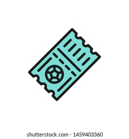Vector soccer ticket flat color icon.