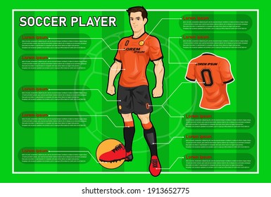 vector soccer-football player infographic. character design