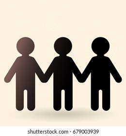 Vector Social Black Silhouette Icon - Group of People. Friendship