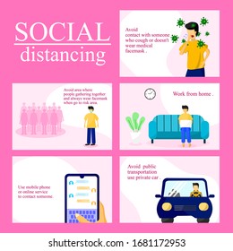 vector social distancing concept, 5 ways to protect yourself from COVID-19(coronavirus) outbreak 