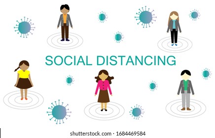 vector social distancing , covid-19 ,virus