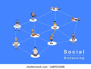Vector social distancing people ideas concept, Prevent COVID-19 coronavirus disease