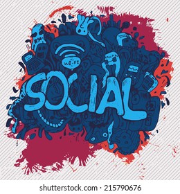 Vector social doodle. Abstract illustration