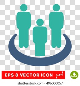 Vector Social Group EPS vector icon. Illustration style is flat iconic bicolor cobalt and cyan symbol on a transparent background.