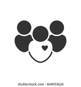 Vector social icon. Leader with heart. Team Leader.
