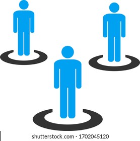Vector social isolation flat icon. Vector pictograph style is a flat symbol social isolation icon on a white background.