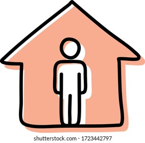 Vector of social isolation icon. Doodle. Simple illustration. Vector illustration. EPS 10.