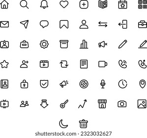 Vector of Social Media 1 Icon Set. Perfect for user interface, new application.