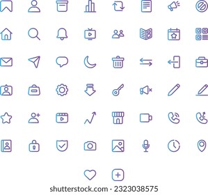 Vector de medios sociales 1 Icono de gradiente de conjunto. Perfecto para la interfaz de usuario, nueva aplicación.