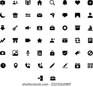 Vector de medios sociales 1 Icono conjunto sólido. Perfecto para la interfaz de usuario, nueva aplicación.