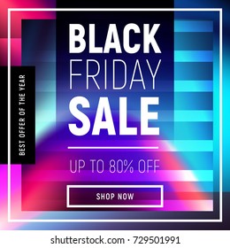 Pancarta vectorial de medios sociales, volante, plantilla de afiches en estilo holográfico fluido. Tarjeta de formas líquidas abstractas para la web, promoción de correo electrónico. Oferta de negocios viernes negro con botón en un diseño mínimo oscuro. 
