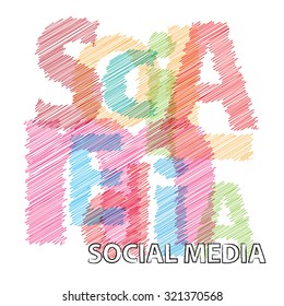 Vector Social Media. Broken text scrawled