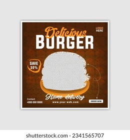  vector Social media burgers promotional squared ready post design template