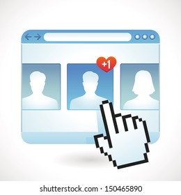 Vector social media concept - browser window and contact icons