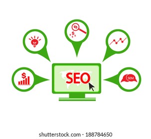 Vector social media concept seo ,sem