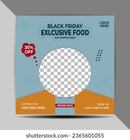 Vector Social media food post Template and restaurant banner