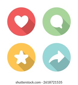 Vector Social Media Icon Set. Like Comment Favorite Share