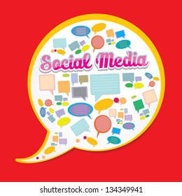 Vector Social media icon with speech bubbles. social media marketing abstract concept. vector network background.