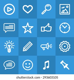 Vector  social media  icons collection. Social network line icons.