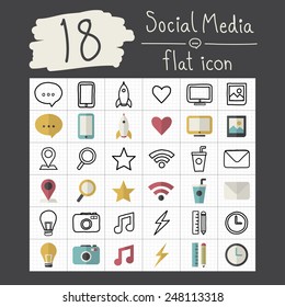 Vector Social Media Icons Illustration Set Concept