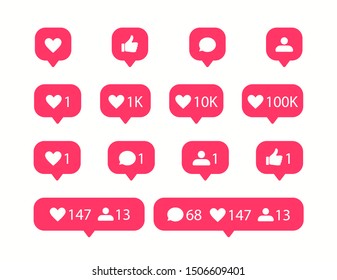 Vector social media icons. Like and comment icon.