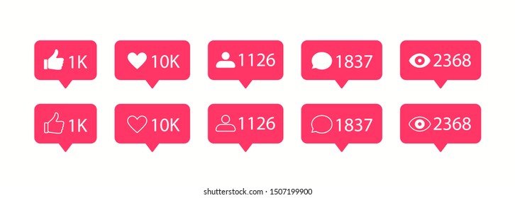 Vector social media icons. Like and comment icon.