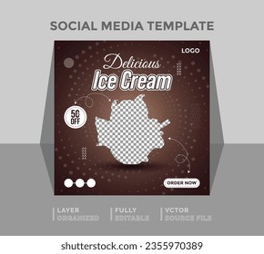 VECTOR Social Media Instagram 
Facebook Ice Cream Summer Social Media Promotion Post Design.