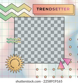 vector social media instagram post design, social media post design template that uses a pastel theme combined with a Memphis style for flyers, posters, etc.