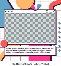 vector social media Instagram post design, vintage 90s style pop art, for social media posts, flyers, posters, etc.