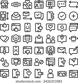 Vector of Social Media Interaction Icon Set. Perfect for user interface, new application
