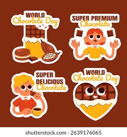 Vector Social Media Label Graphic Template Featuring Chocolate Day Celebration in Flat Style
