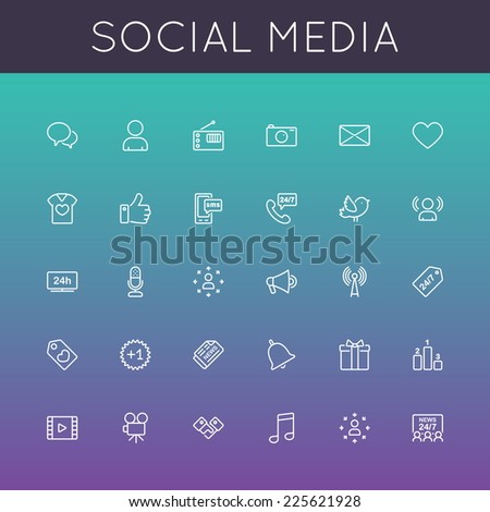 Vector Social Media Line Icons