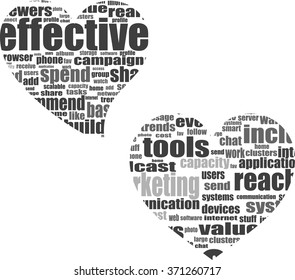 vector Social media love concept in word tag cloud of think bubble