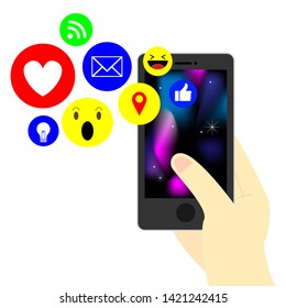 vector social media in mobile phone 