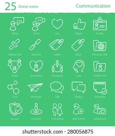 Vector social media and people communication thin line icons set