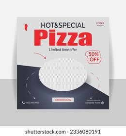 vector social media pizza post banner and promotional template