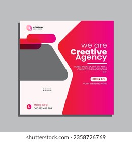 vector social media post design. creative marketing or digital marketing agency editable social media square banner template.