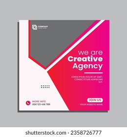 vector social media post design. creative marketing or digital marketing agency editable social media square banner template.