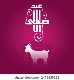 Vector Social media post design for Eid ul Adha with arabic calligeraphy . Greeting card design. Arabic text mean '' sacrifice festival''