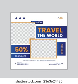 vector social media post template for travel agency