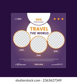vector social media post template for travel agency