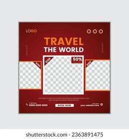 vector social media post template for travel agency