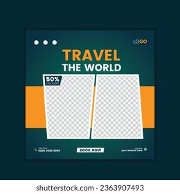 vector social media post template for travel agency