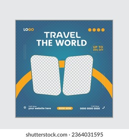  plantilla de publicación de medios sociales vectoriales para agencia de viajes
