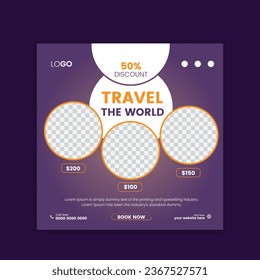 vector social media post template for travel agency
