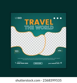  Vektor-Social-Media-Postvorlage für Reisebüros