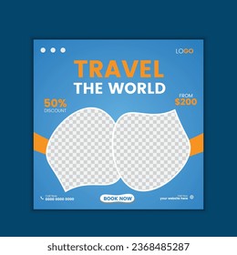  vector social media post template for travel agency