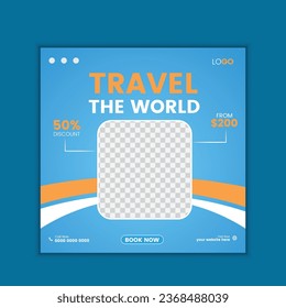  vector social media post template for travel agency