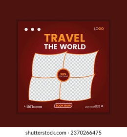  vector social media post template for travel agency