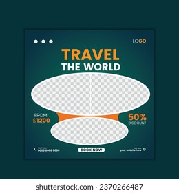  plantilla de publicación de medios sociales vectoriales para agencia de viajes